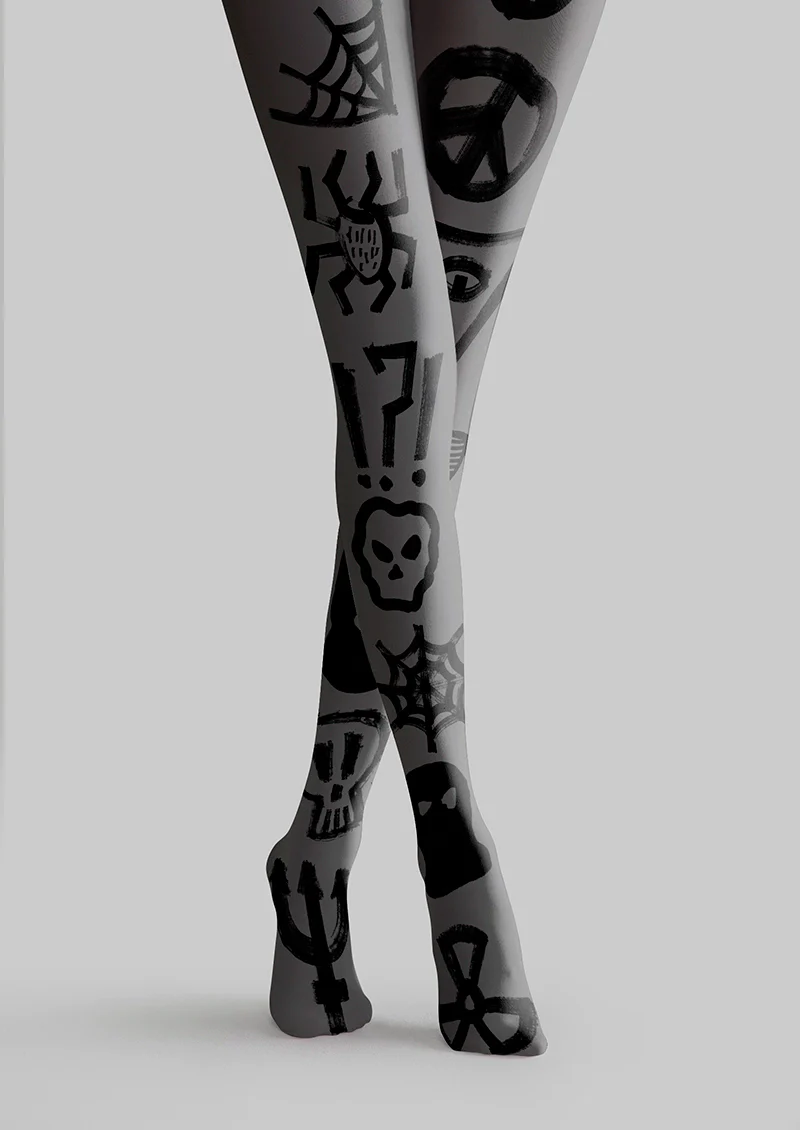 Viken Plan Graffiti Cobweb Tights Hosiery Pantyhose - Image 3