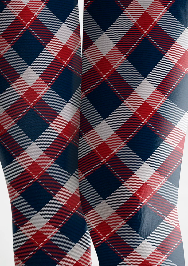 Viken Plan Blue-red stripes Checked Tights Hosiery Pantyhose - Image 6