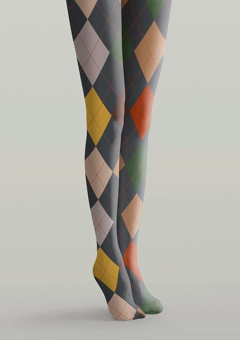 Viken Plan Gray-toned Plaid Tights Hosiery Pantyhose - Image 3