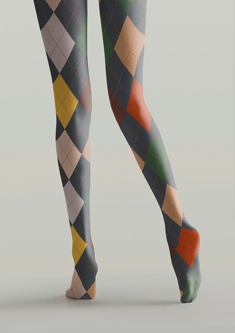 Viken Plan Gray-toned Plaid Tights Hosiery Pantyhose - Image 4