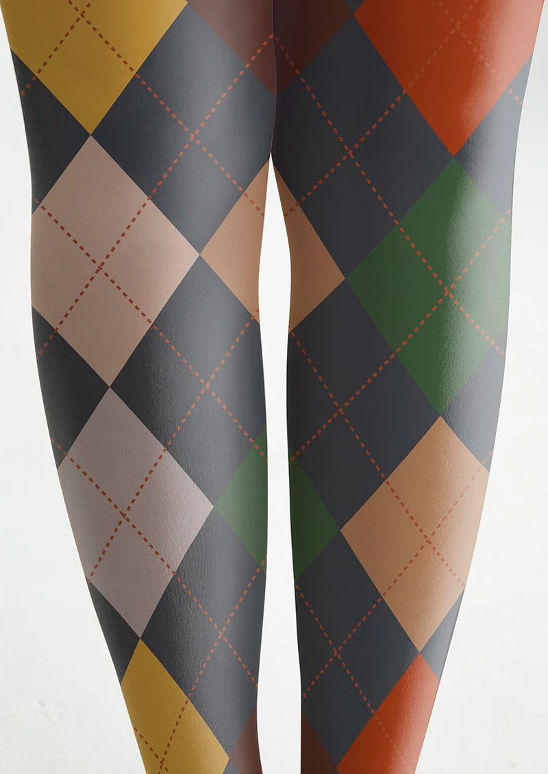 Viken Plan Gray-toned Plaid Tights Hosiery Pantyhose - Image 5