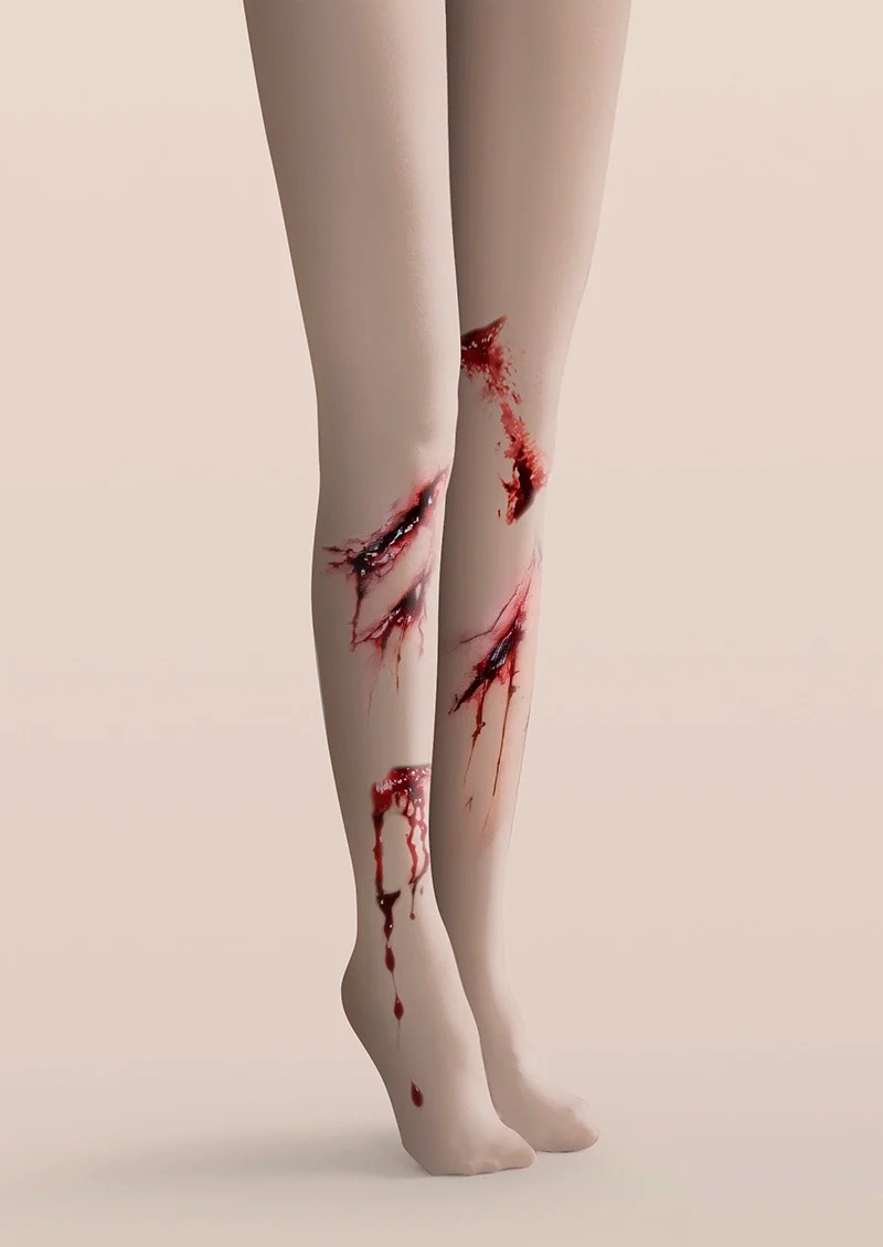 Viken Plan Halloween Fun Art Print Tights Personalized Tights/Tights [Blood Streak] - Image 4