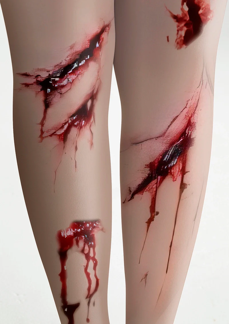 Viken Plan Halloween Fun Art Print Tights Personalized Tights/Tights [Blood Streak] - Image 6
