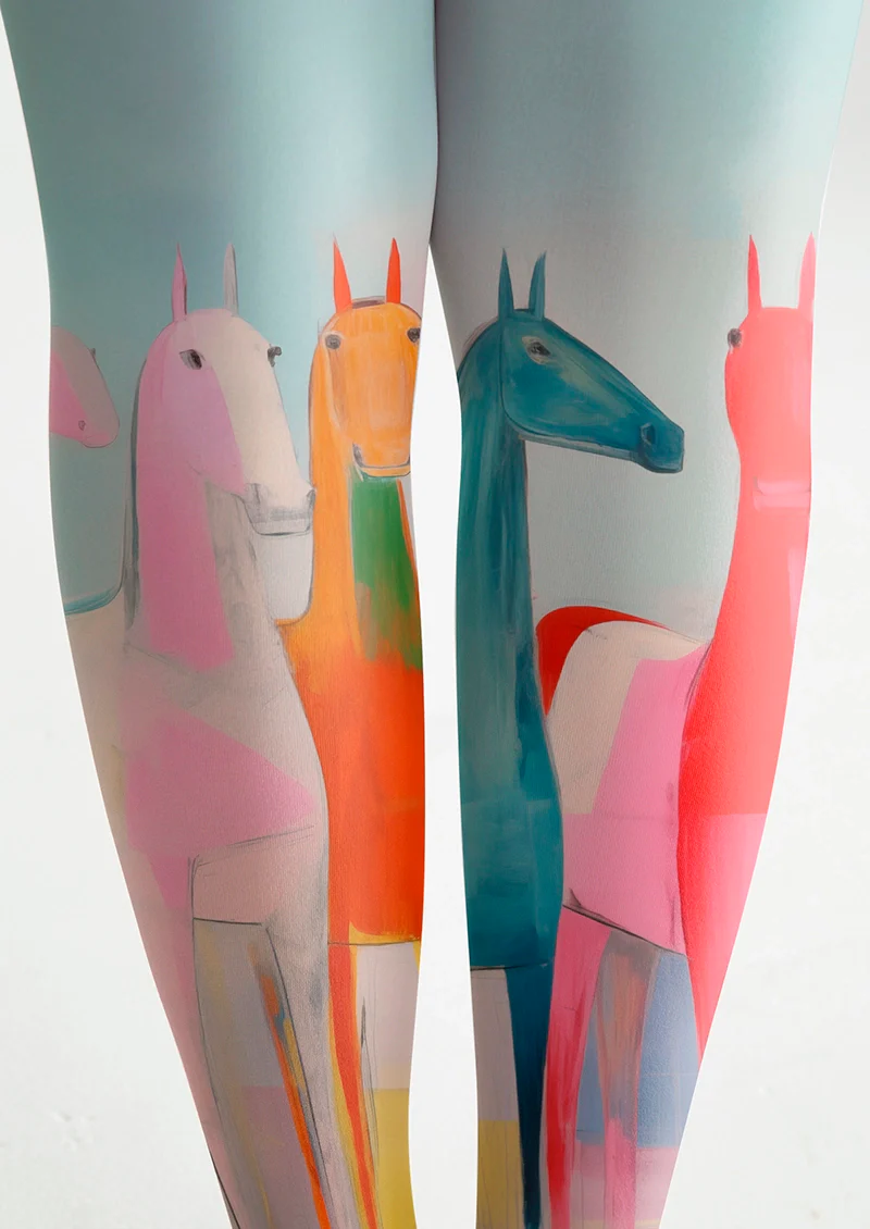 Viken Plan Horse Chromatogram Tights Hosiery Pantyhose - Image 5