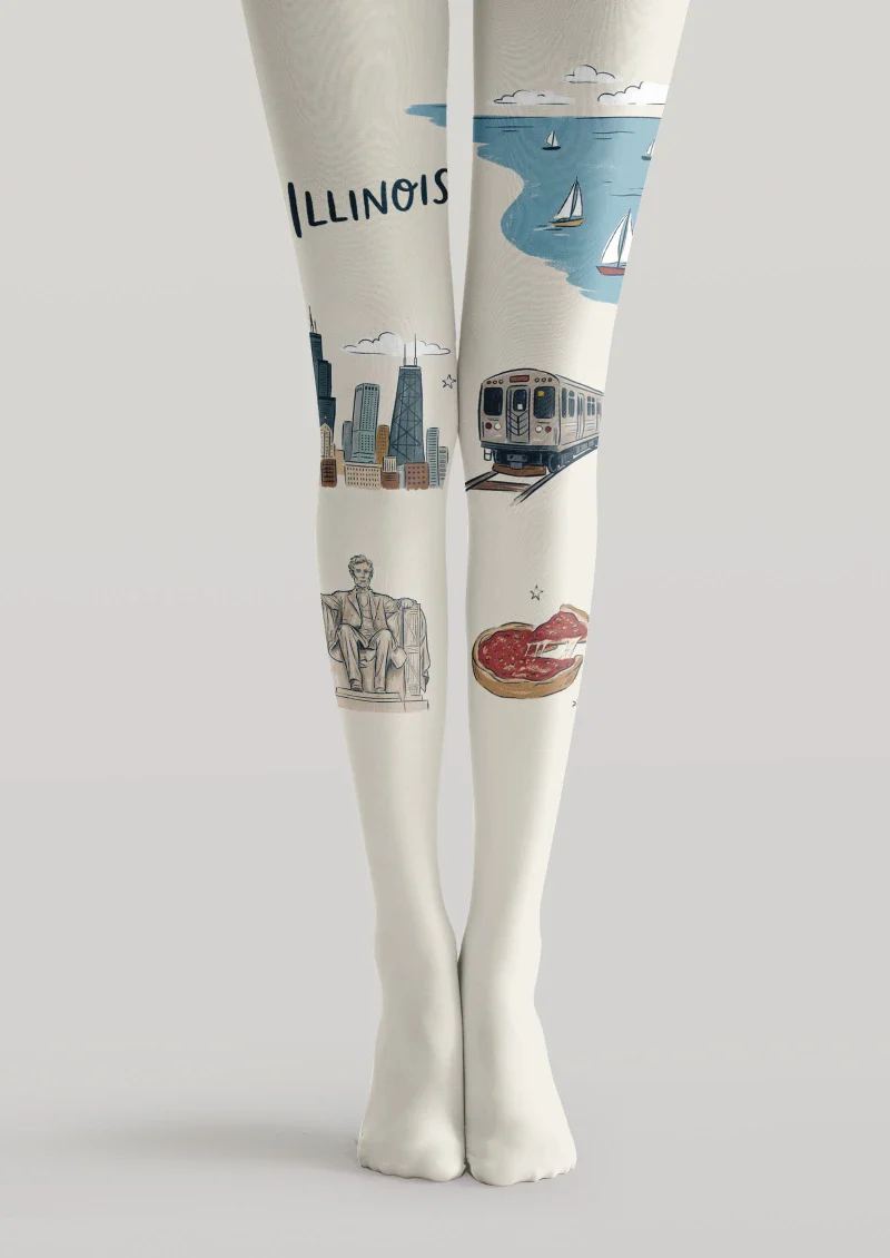 Viken Plan Illinois Theme Graphic Tights Hosiery Pantyhose