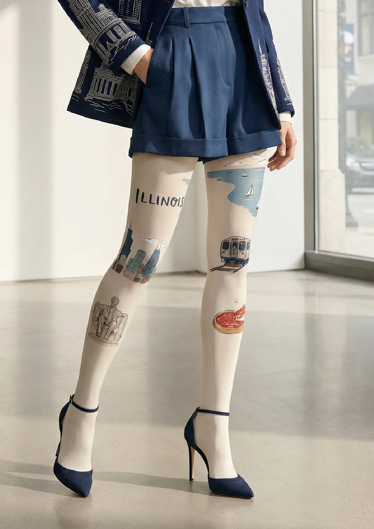 Viken Plan Illinois Theme Graphic Tights Hosiery Pantyhose - Image 2
