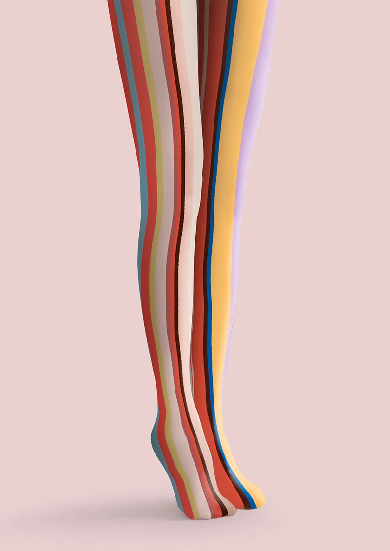 Viken Plan Rainbow Rhythm Striped Tights Hosiery Pantyhose - Image 4