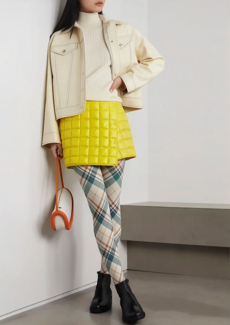 Viken Plan Khaki Stripes Check Tights Hosiery Pantyhose - Image 2