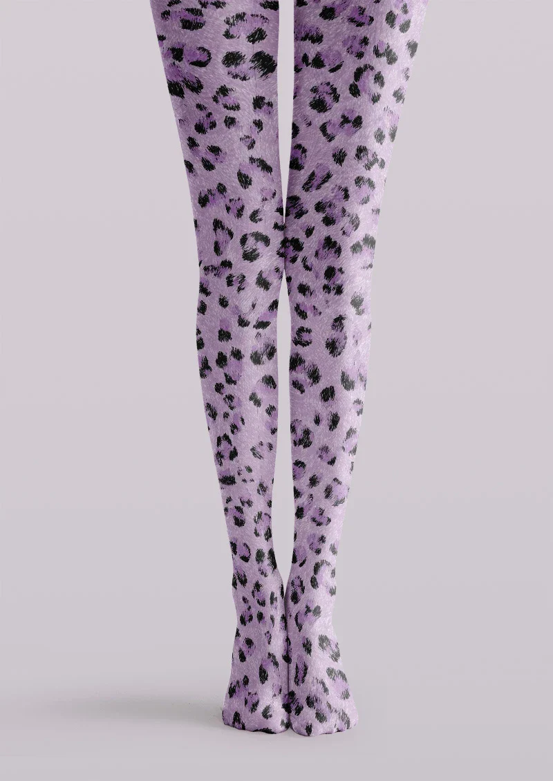 Viken Plan Lavender Leopard Animal Print Tights Hosiery Pantyhose - Image 3