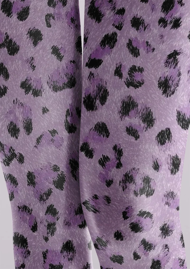 Viken Plan Lavender Leopard Animal Print Tights Hosiery Pantyhose - Image 4