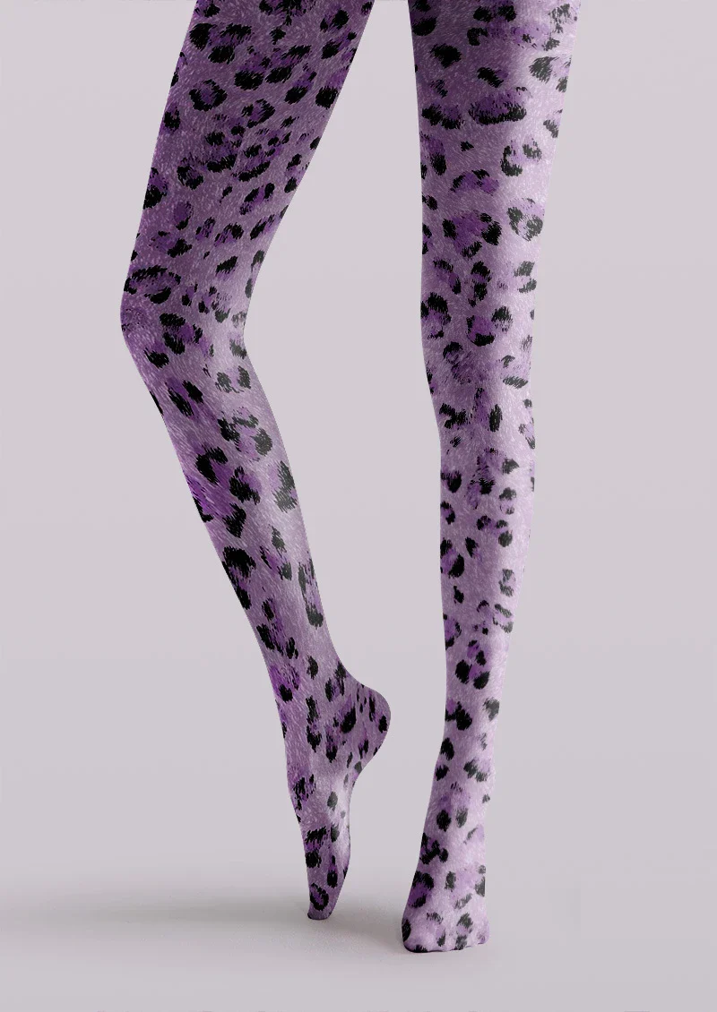 Viken Plan Lavender Leopard Animal Print Tights Hosiery Pantyhose - Image 5