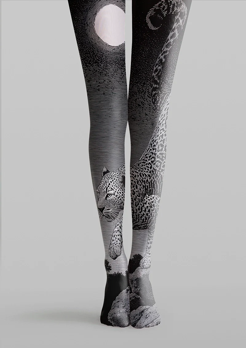Viken Plan Leopard Line engraving Tights Hosiery Pantyhose