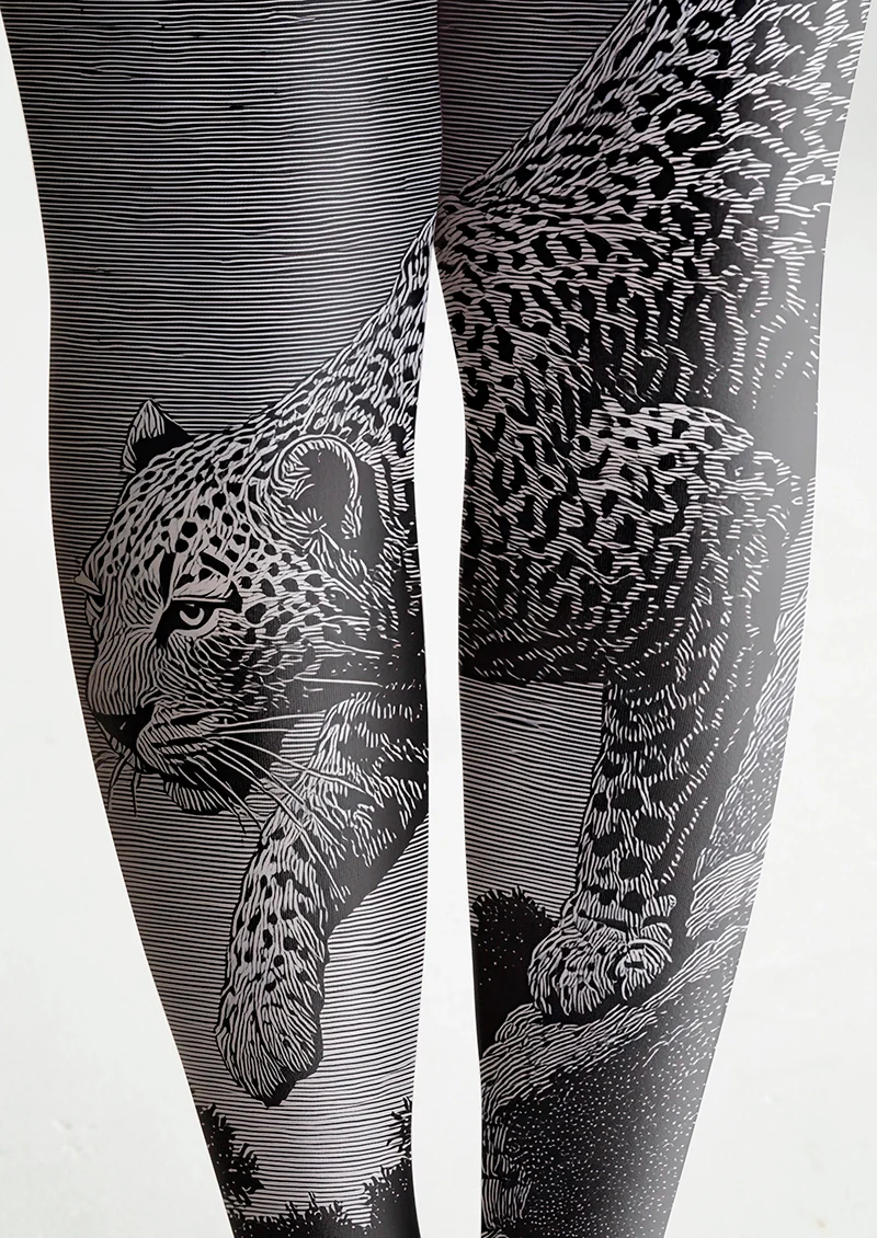 Viken Plan Leopard Line engraving Tights Hosiery Pantyhose - Image 5