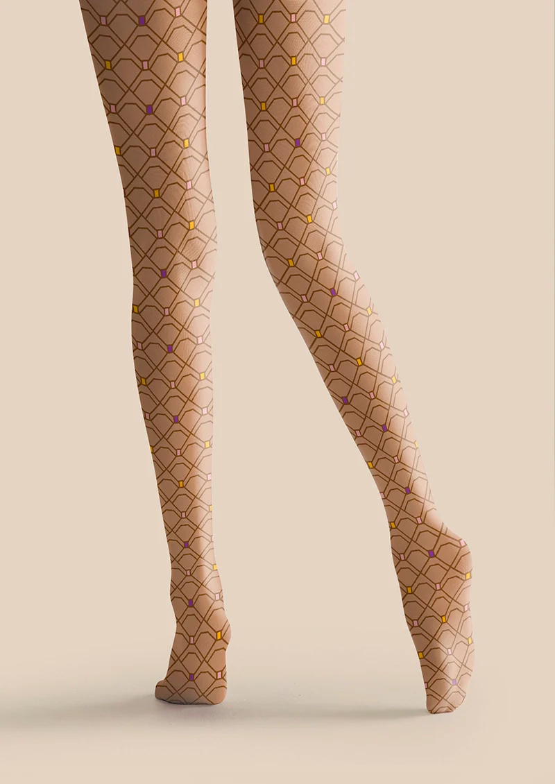 Viken Plan Light brown stripes Tights Hosiery Pantyhose - Image 4