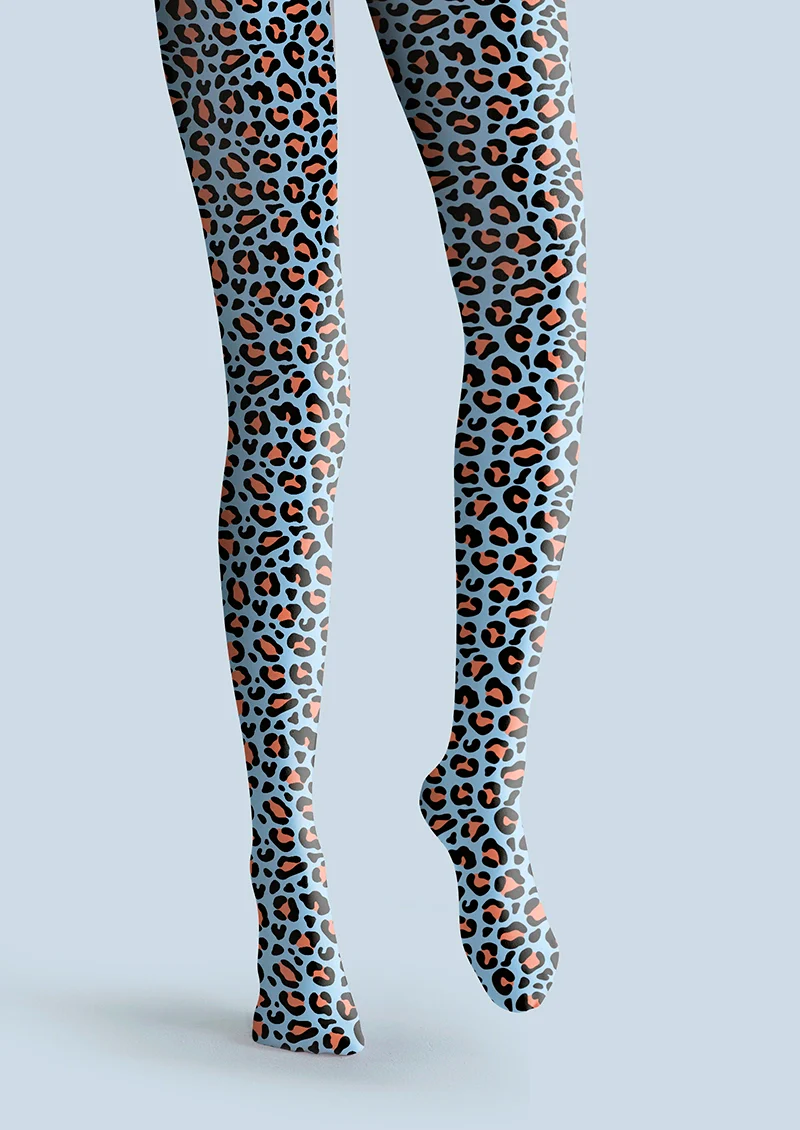 Viken Plan Sky Blue Leopard Tights Hosiery Pantyhose - Image 4