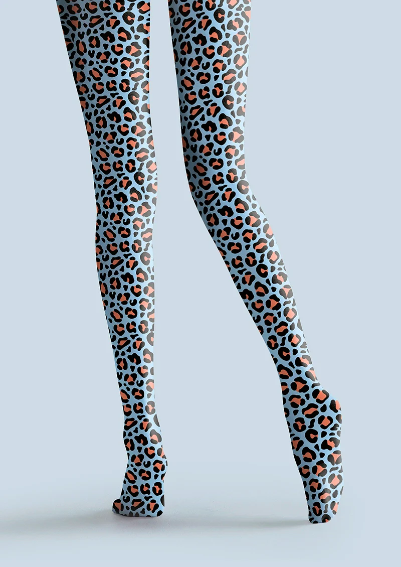 Viken Plan Sky Blue Leopard Tights Hosiery Pantyhose - Image 5