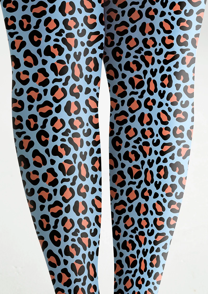 Viken Plan Sky Blue Leopard Tights Hosiery Pantyhose - Image 6