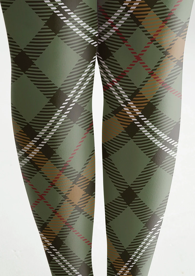 Viken Plan Light Green Check Plaid Tights Hosiery Pantyhose - Image 5