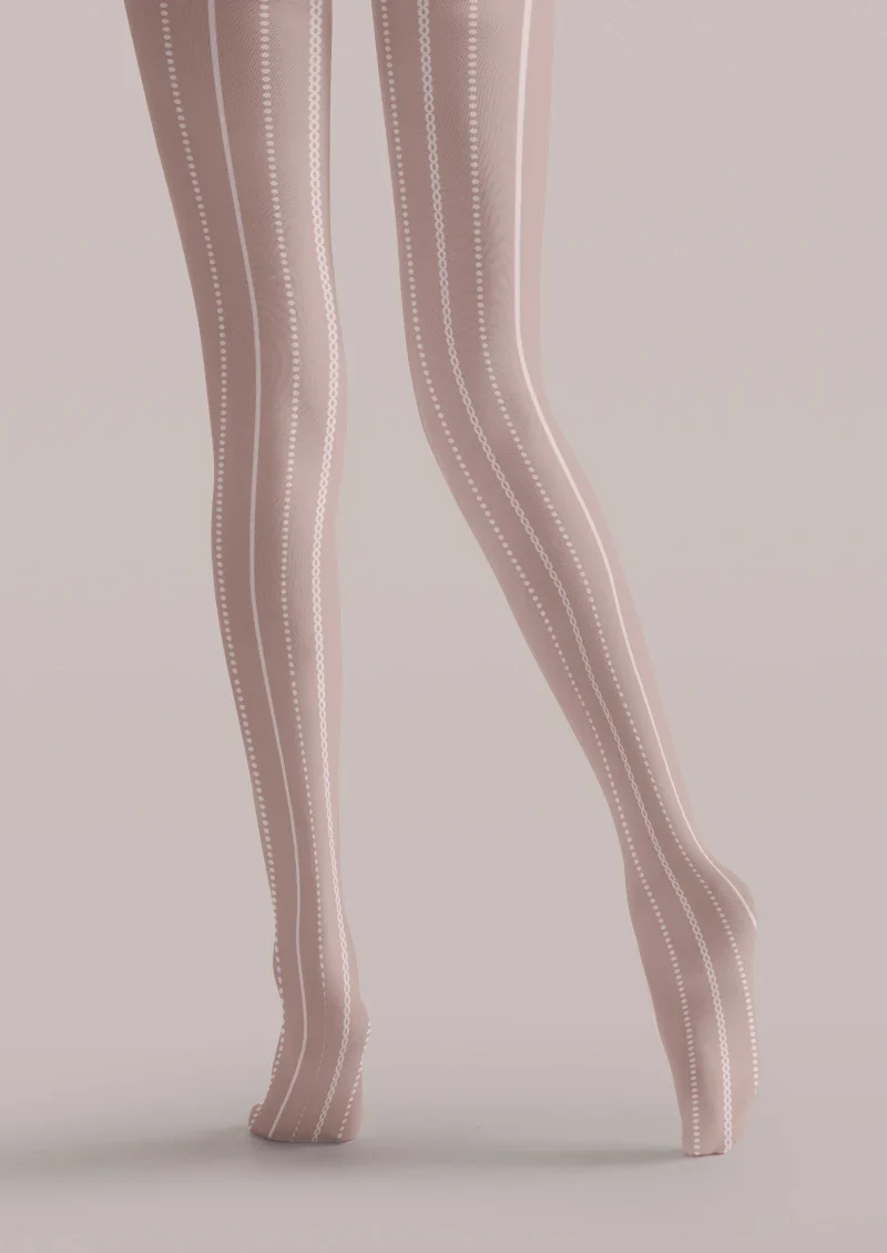 Viken Plan Light Pink Ribbed Tights Hosiery Pantyhose - Image 3