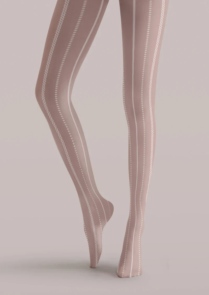 Viken Plan Light Pink Ribbed Tights Hosiery Pantyhose - Image 4