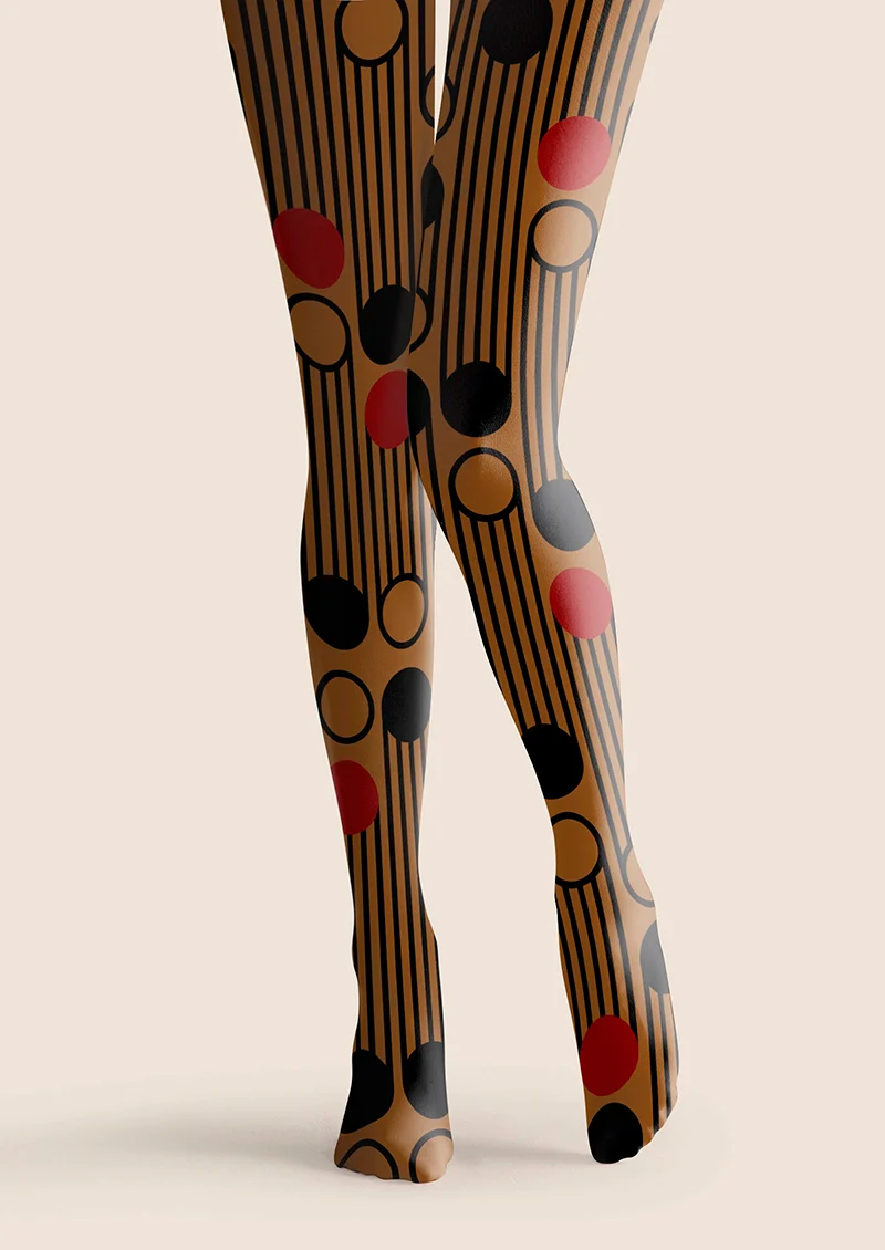 Viken Plan Rhythm Wave Maillard Print Tights Hosiery Pantyhose - Image 3