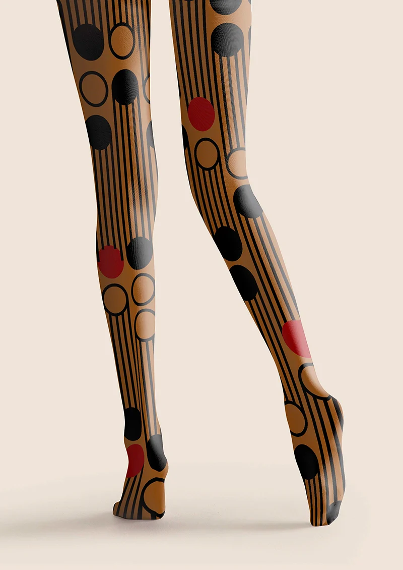 Viken Plan Rhythm Wave Maillard Print Tights Hosiery Pantyhose - Image 5