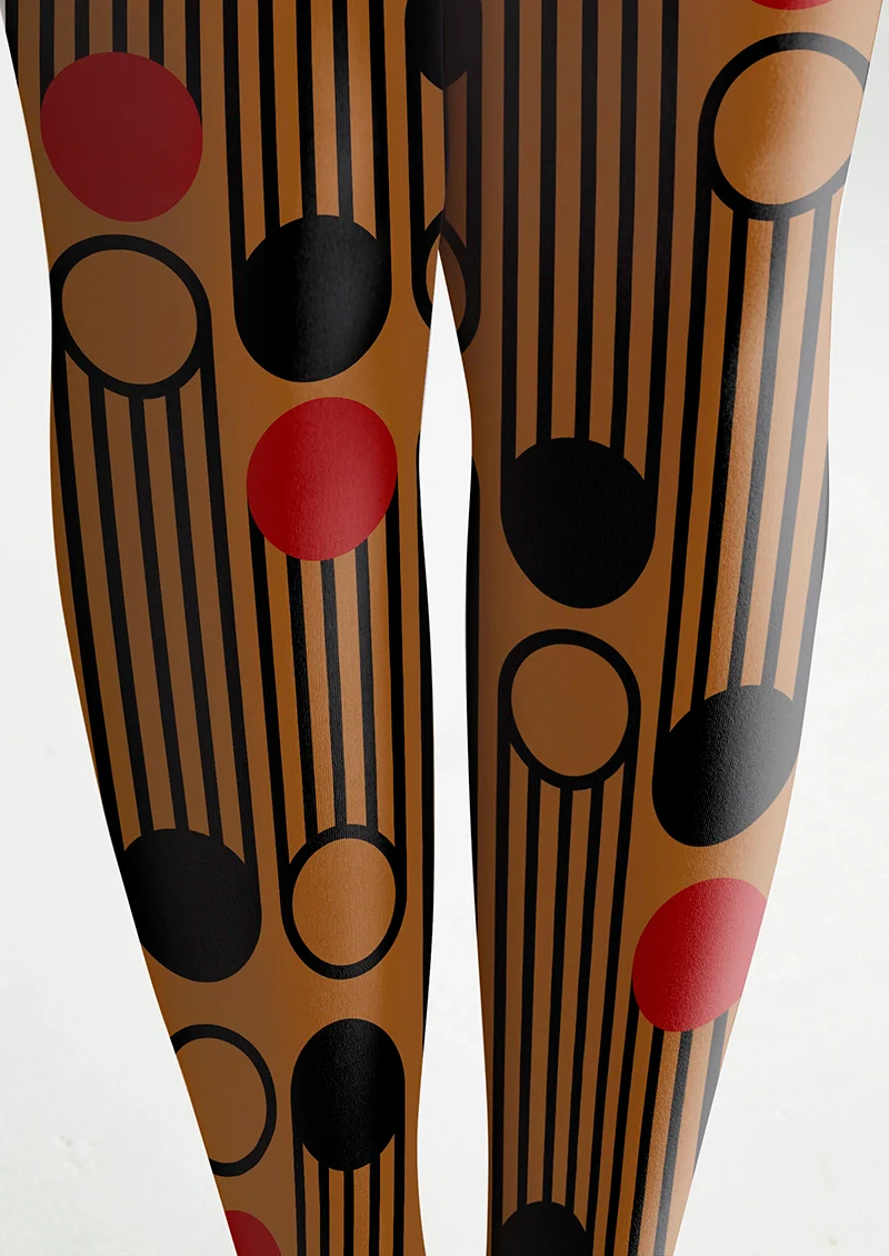 Viken Plan Rhythm Wave Maillard Print Tights Hosiery Pantyhose - Image 6