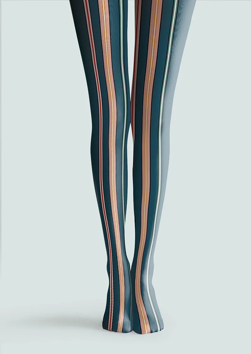 Viken Plan Malachite green stripes Tights Hosiery Pantyhose