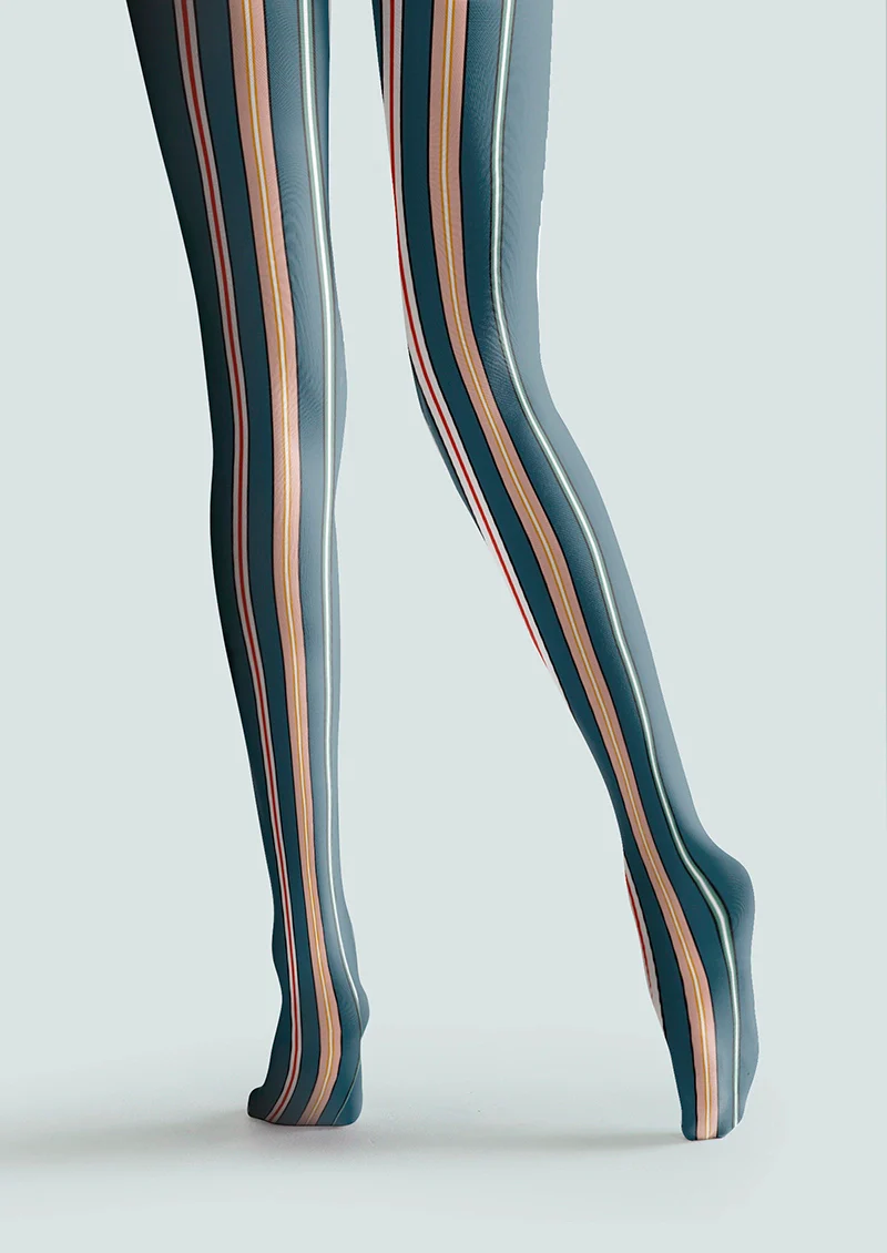 Viken Plan Malachite green stripes Tights Hosiery Pantyhose - Image 4