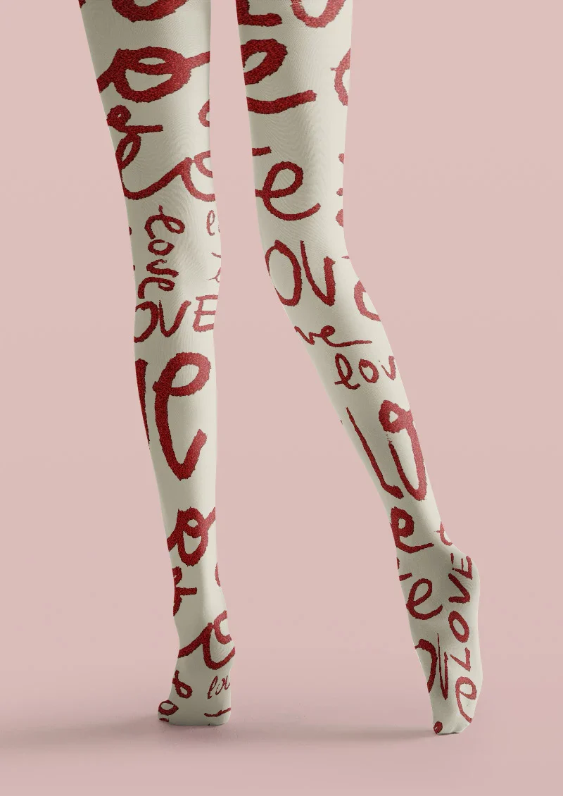 Viken Plan Love Script Tights Hosiery Pantyhose - Image 3