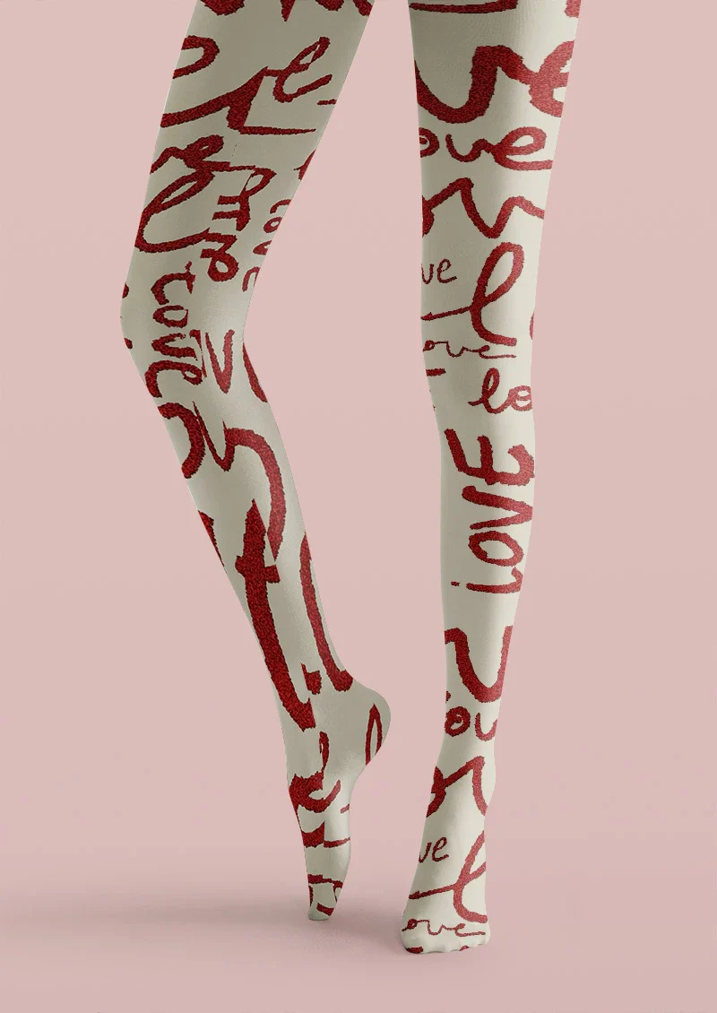 Viken Plan Love Script Tights Hosiery Pantyhose - Image 4