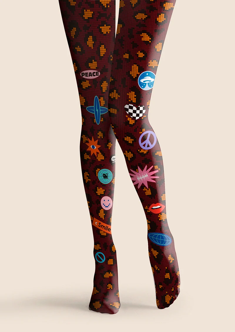 Viken Plan Leopard Print Fun Tights Hosiery Pantyhose - Image 3