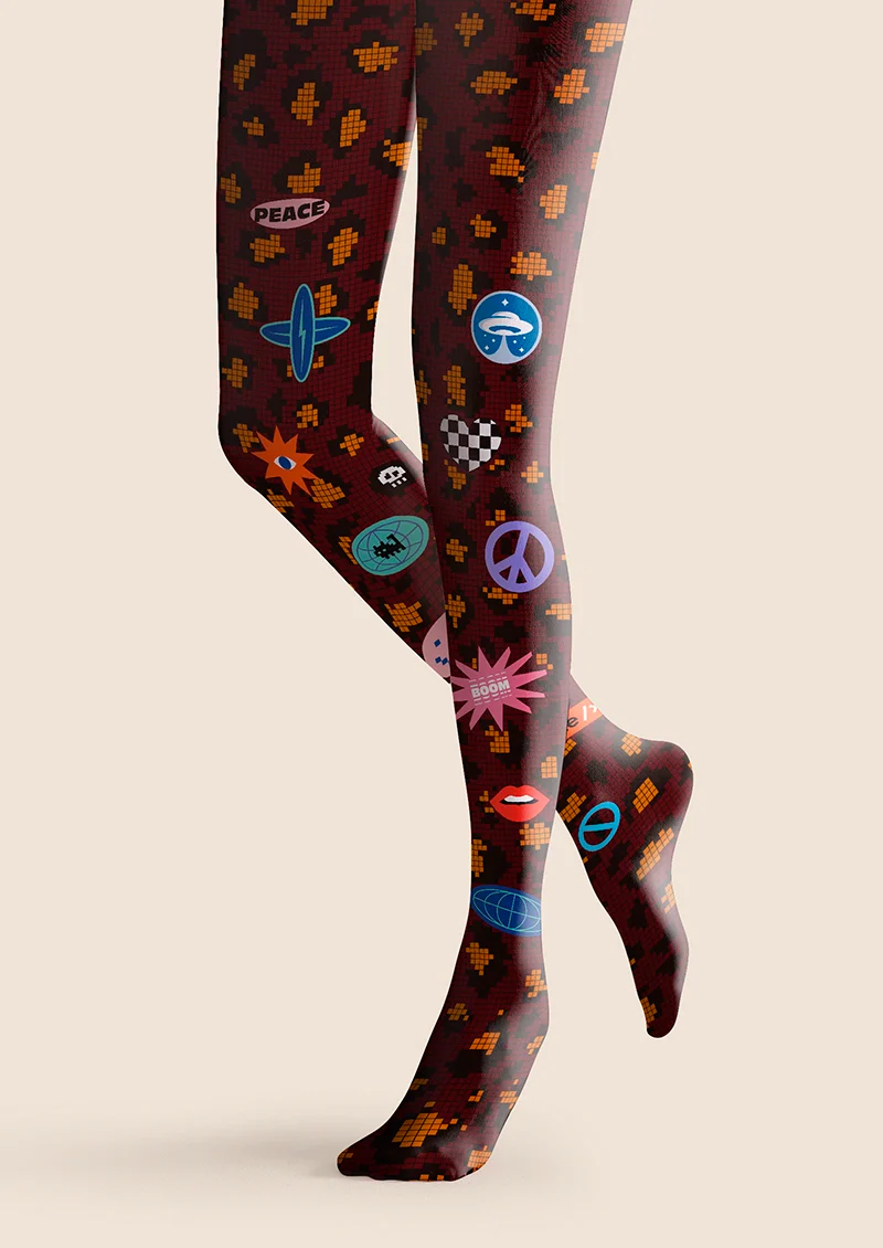 Viken Plan Leopard Print Fun Tights Hosiery Pantyhose - Image 4