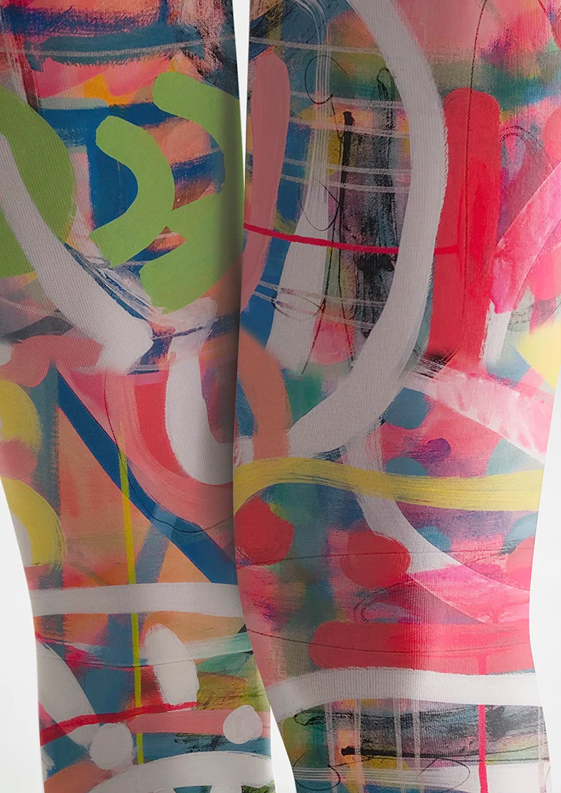 Viken Plan Neon Fluid Scribble Tights Hosiery Pantyhose - Image 5