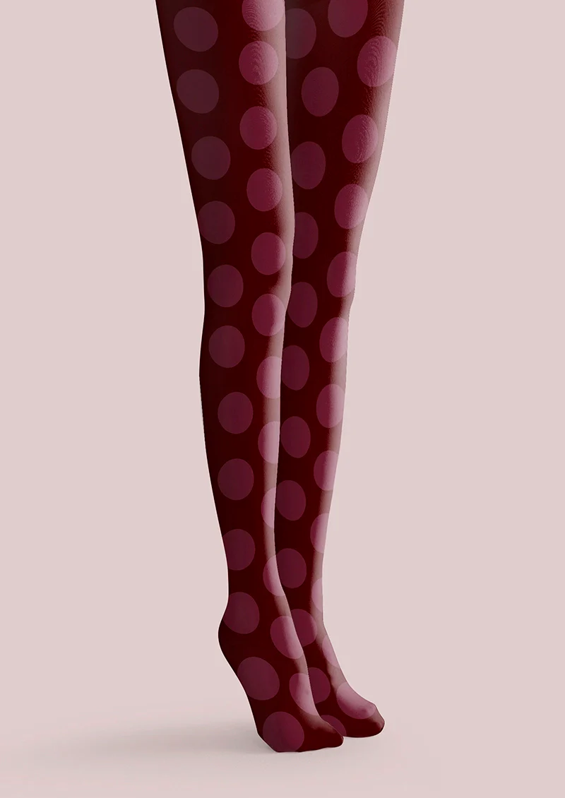 Viken Plan deep red Morandi polka dots Tights Hosiery Pantyhose