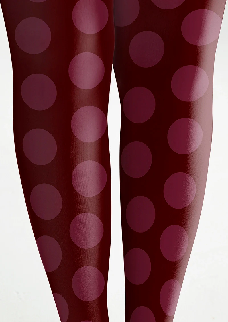 Viken Plan deep red Morandi polka dots Tights Hosiery Pantyhose - Image 6
