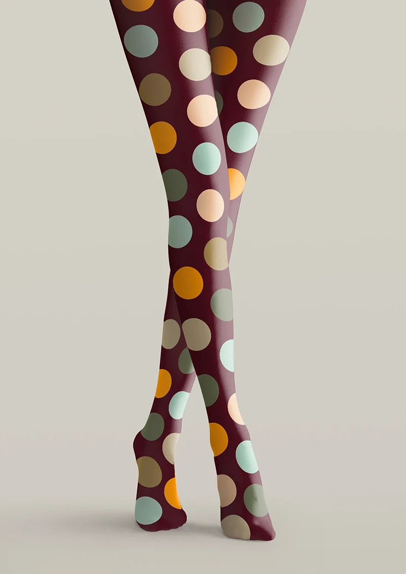 Viken Plan Brown-colorful Polka Dots Memory Tights Hosiery Pantyhose - Image 3