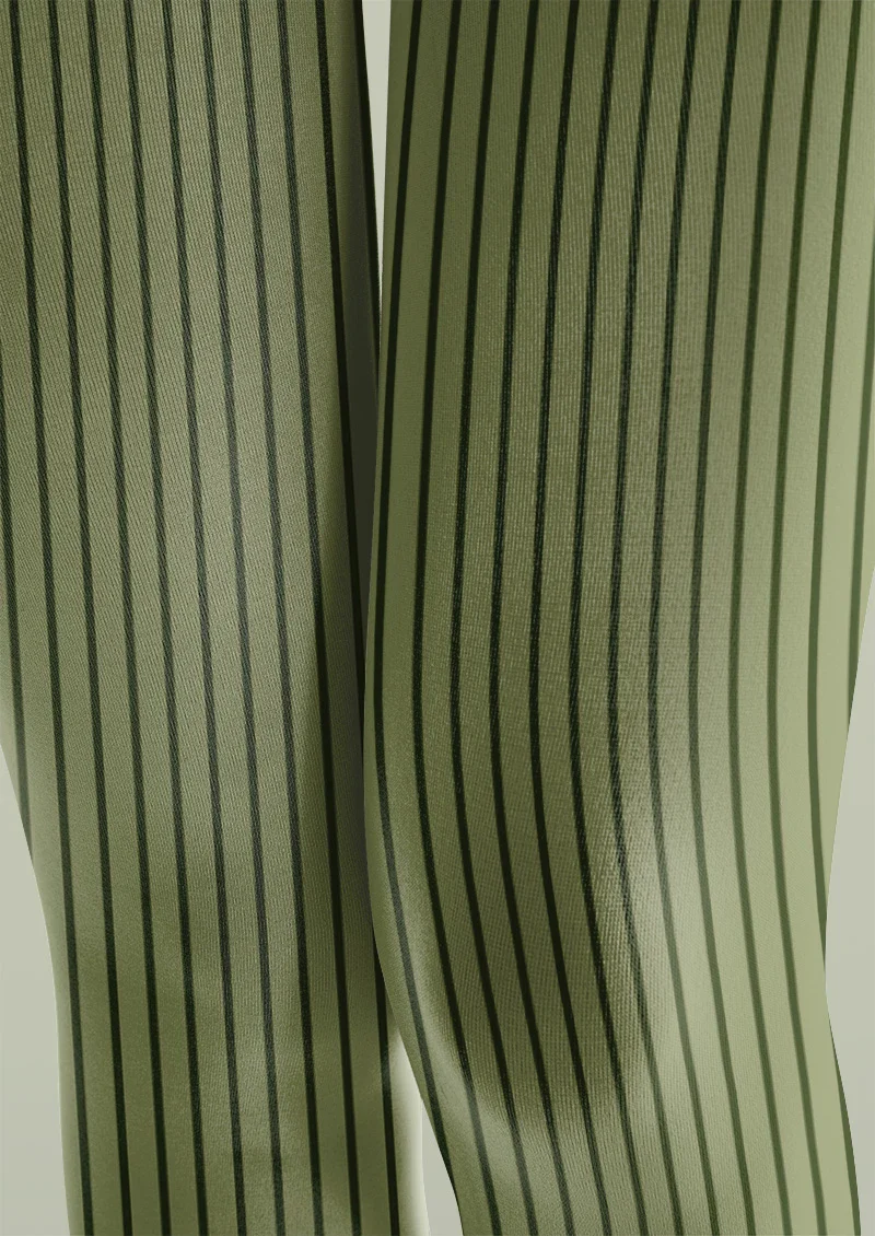 Viken Plan Olive Vertical Striped Tights Hosiery Pantyhose - Image 4