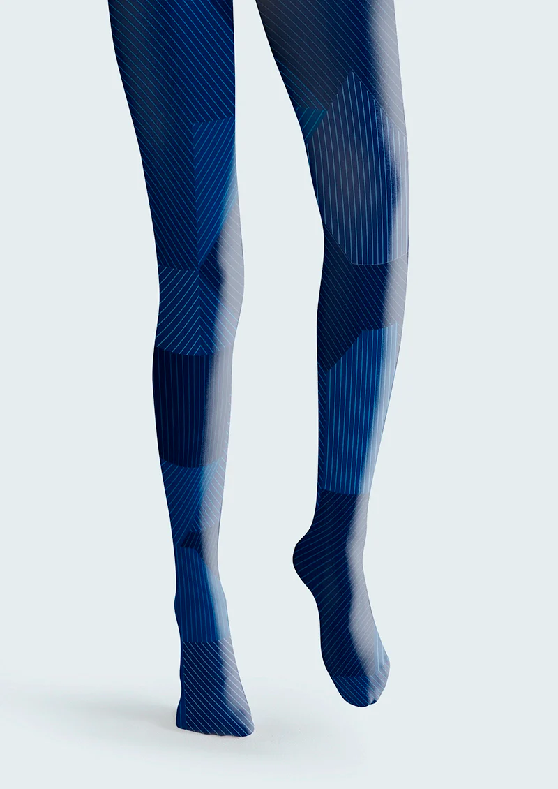 Viken Plan Blue Striped Rectangle Tights Hosiery Pantyhose - Image 4