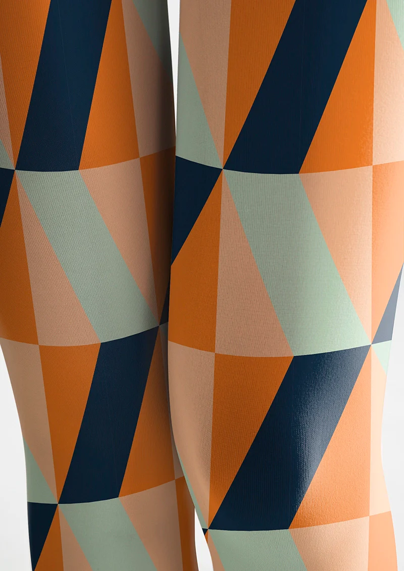 Viken Plan Orange-Green Prism Tights Hosiery Pantyhose - Image 5