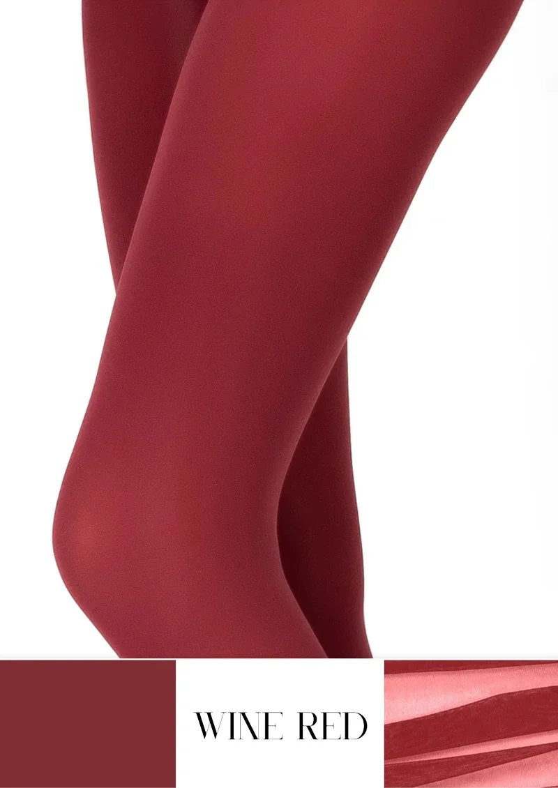 Viken Plan Passionate Love Wine Red Velvet Anti-Snagging Pantyhose Tights Hosiery - Image 4