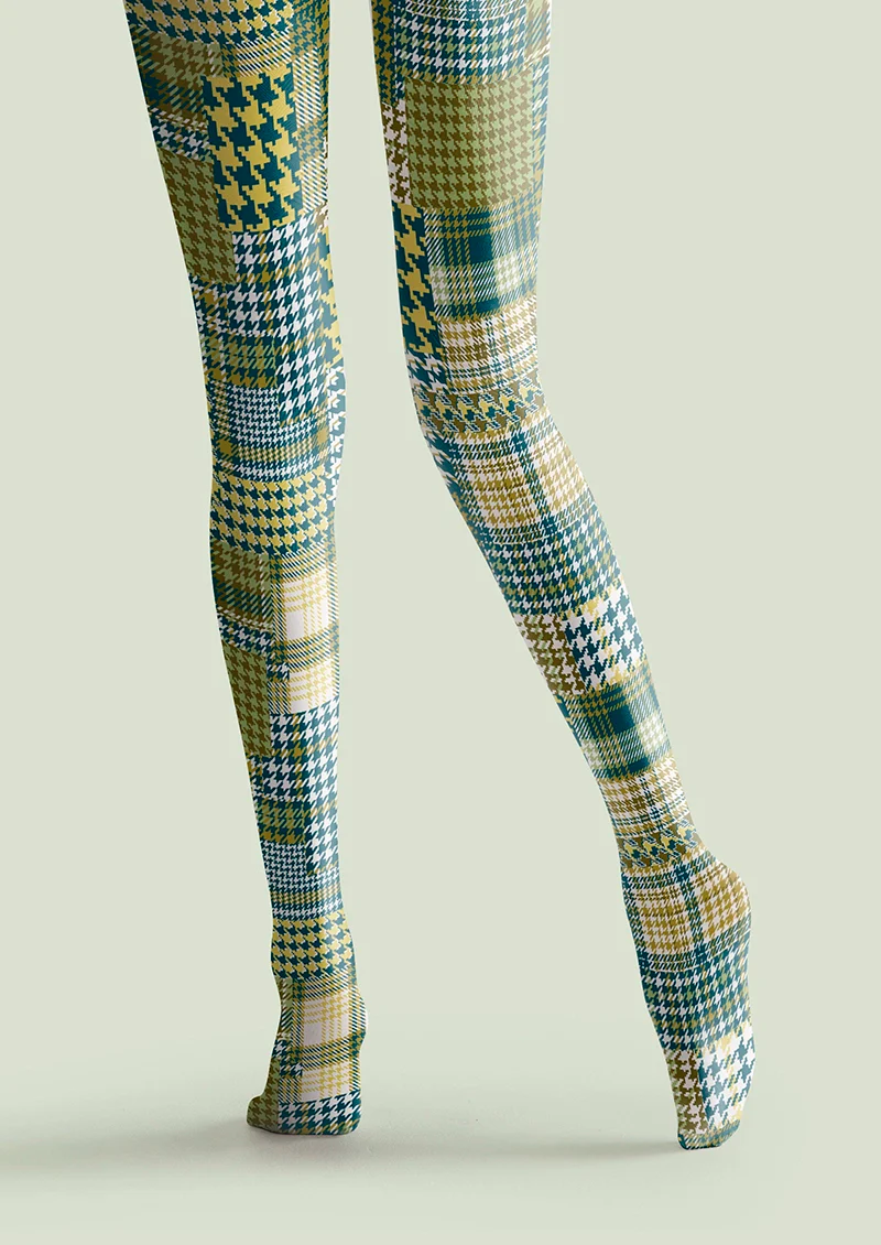 Viken Plan Patchwork houndstooth Tights Hosiery Pantyhose - Image 4