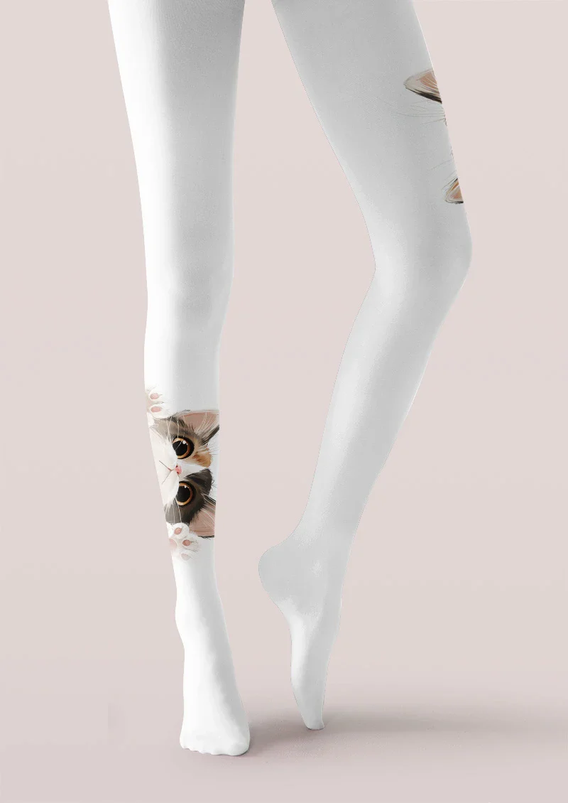 Viken Plan Peekaboo Cat Tights Hosiery Pantyhose - Image 3