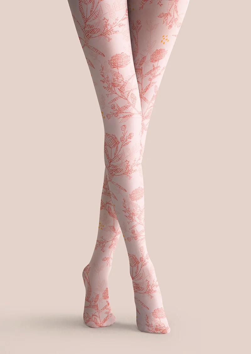 Viken Plan Pink Flowers Tights Hosiery Pantyhose - Image 4