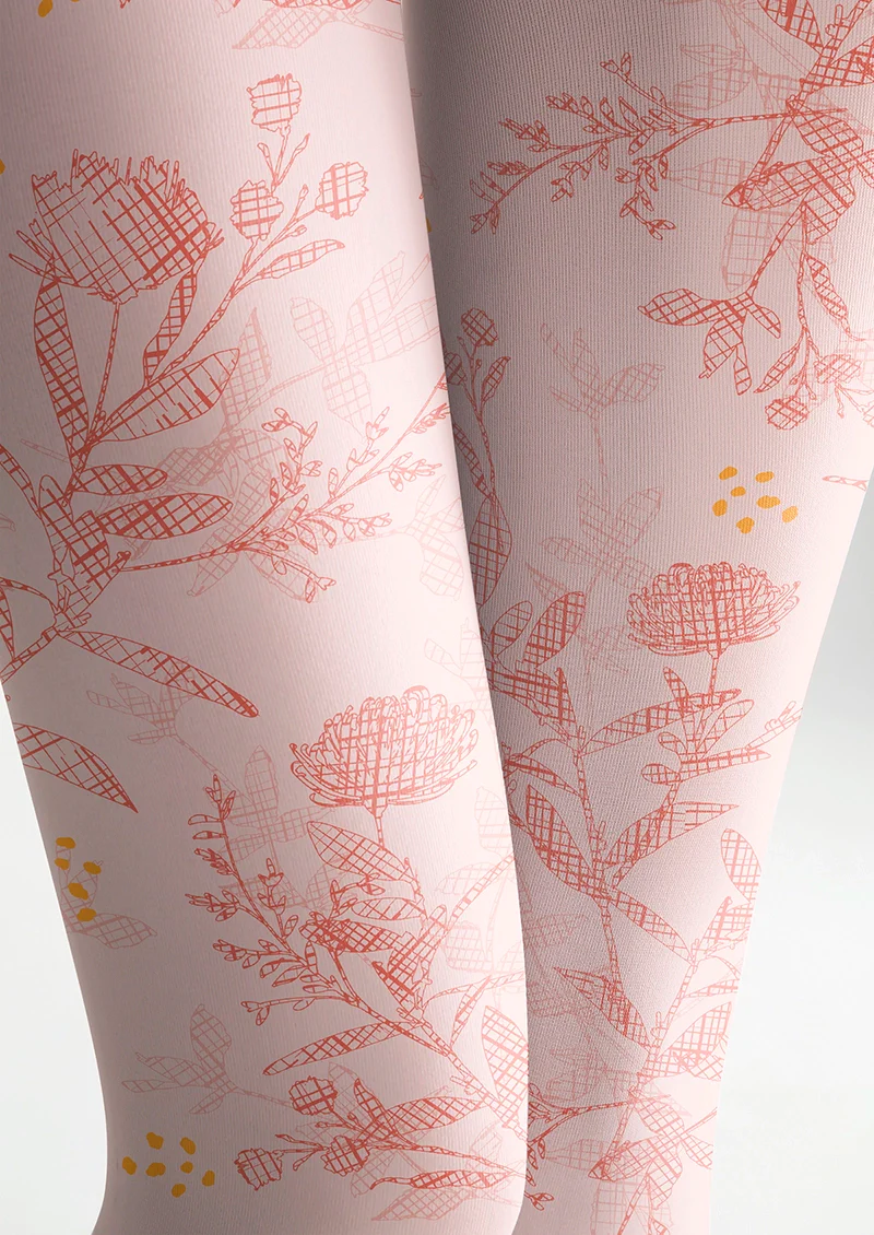 Viken Plan Pink Flowers Tights Hosiery Pantyhose - Image 5