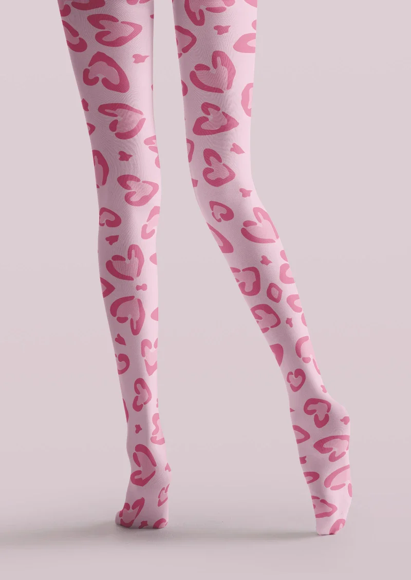Viken Plan Valentine's Day Pink Heart Pattern Tights Hosiery Pantyhose - Image 4