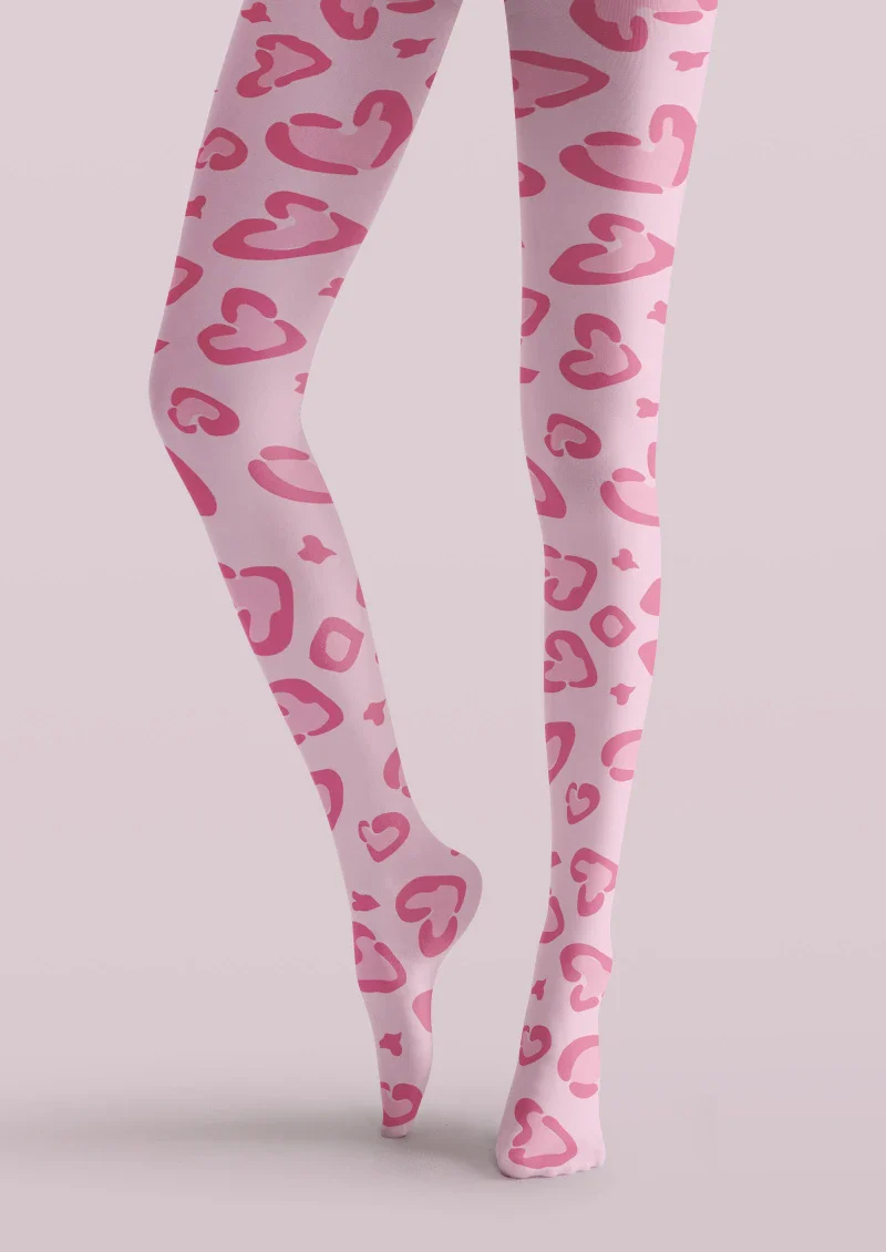 Viken Plan Valentine's Day Pink Heart Pattern Tights Hosiery Pantyhose - Image 5