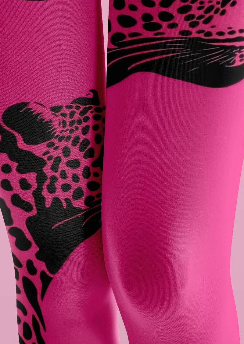 Viken Plan Pink Leopard Print Tights Hosiery Pantyhose - Image 4
