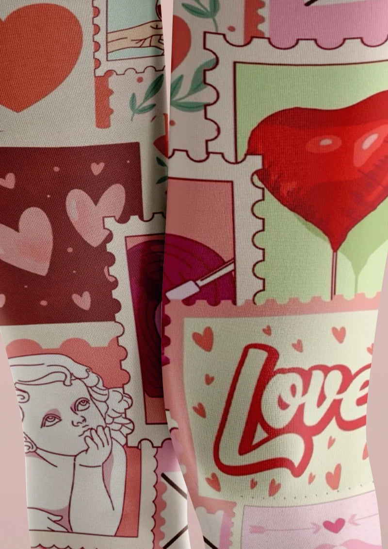 Viken Plan Pink Red Heart Graphic Tights Hosiery Pantyhose - Image 4