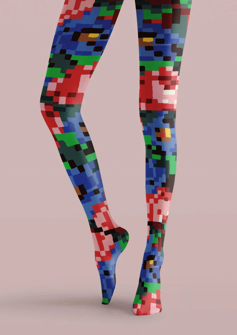 Viken Plan Pixel Graphic Tights Hosiery Pantyhose - Image 3